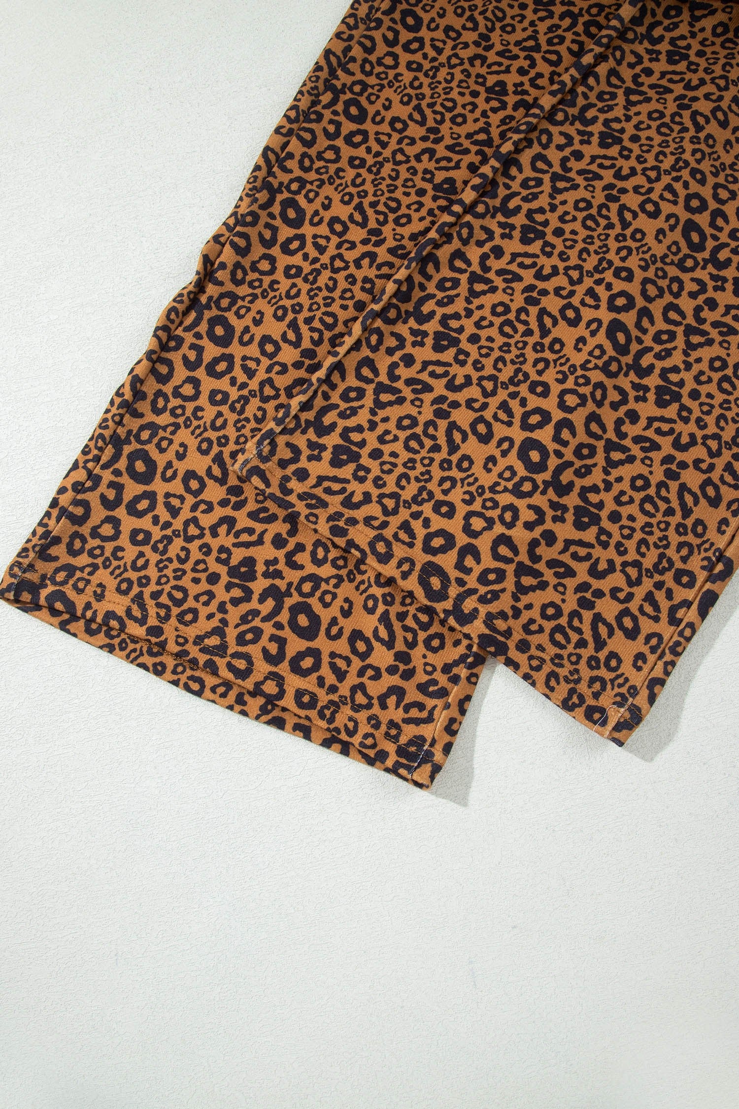 Relaxed Pant Set Brown Leopard Print Long Sleeve Top