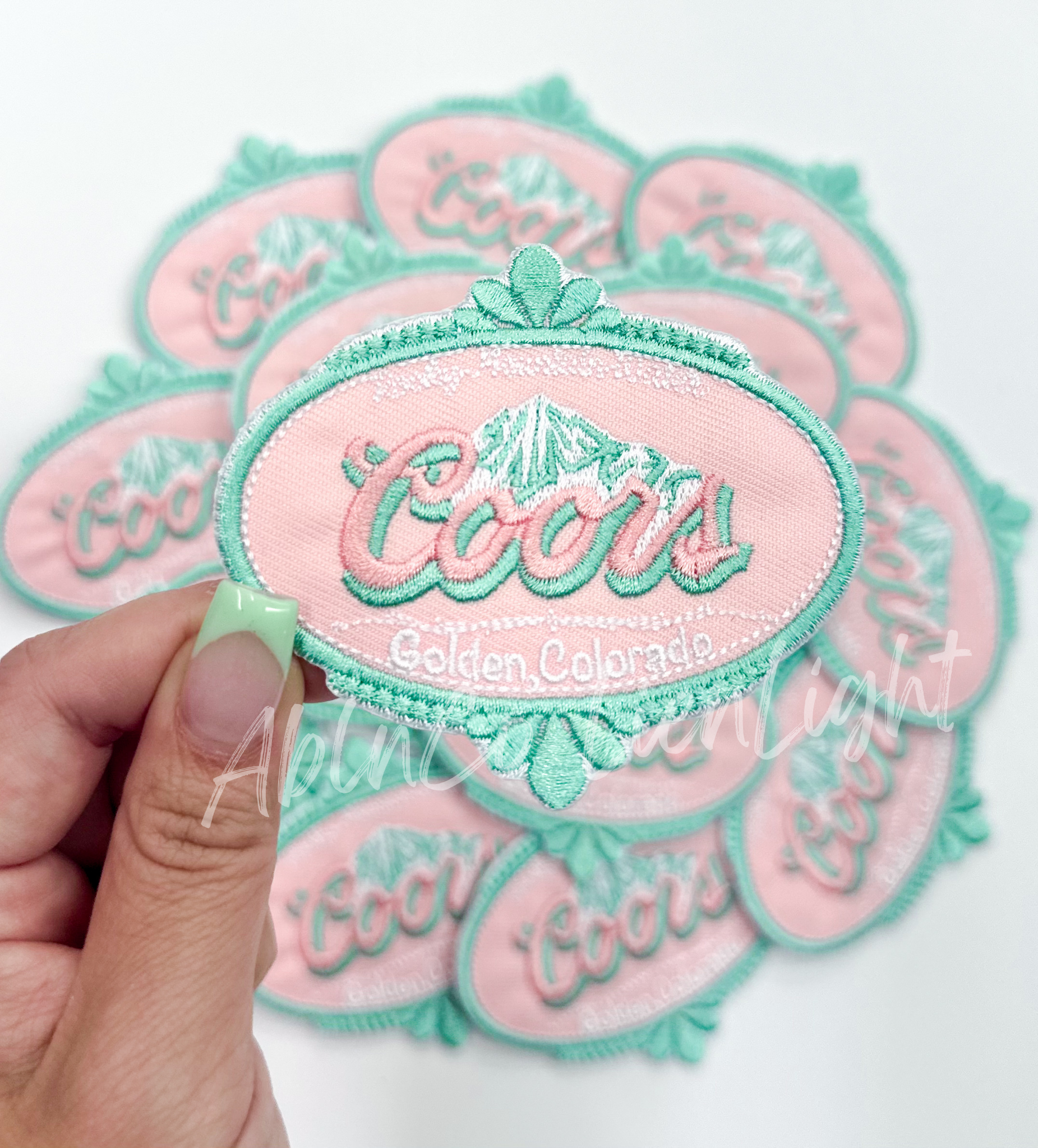 Coors Colorado pink turquoise trucker hat embroidery patch