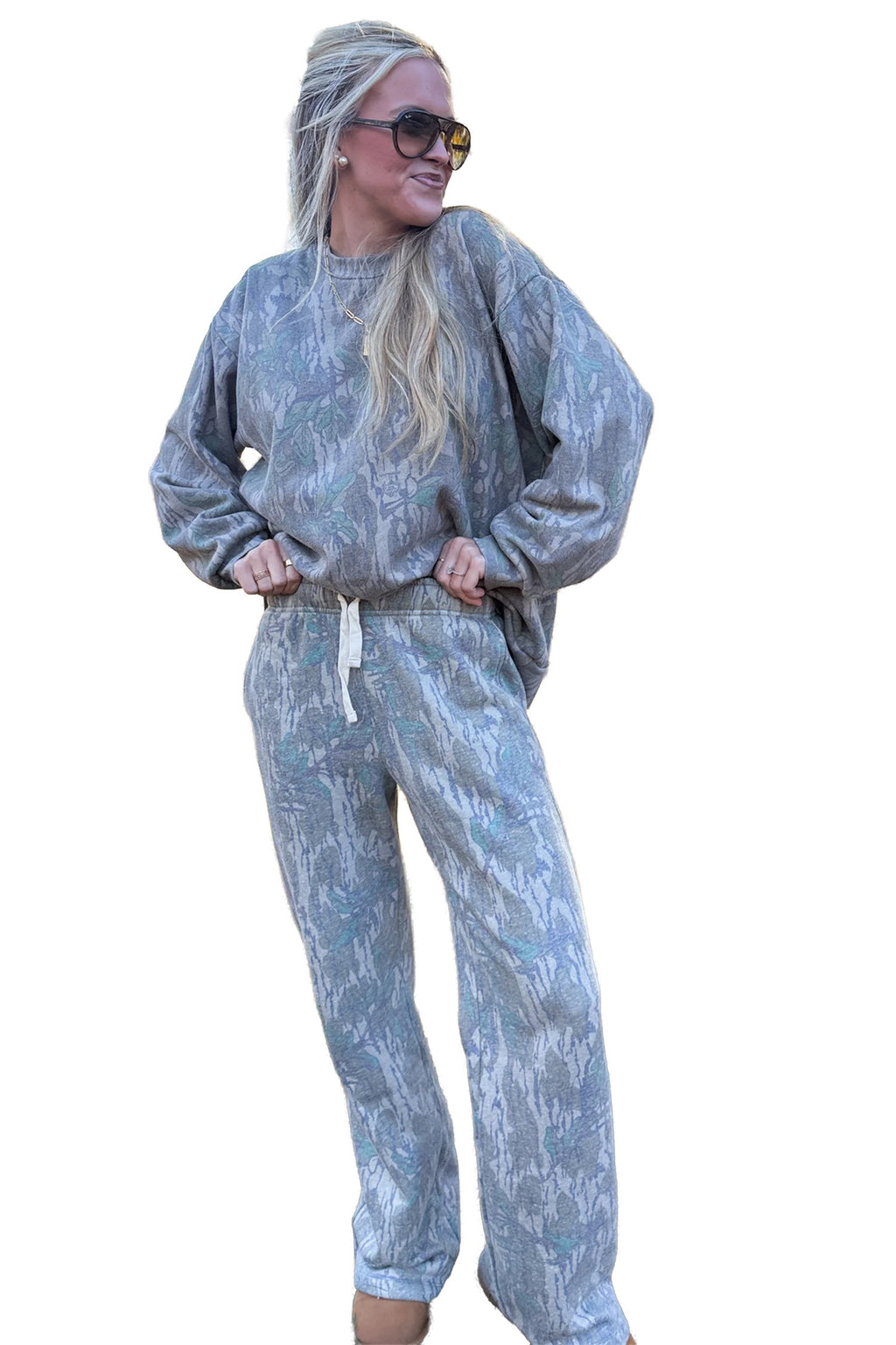 Green Leaf Pullover & Drawstring Pants Set
