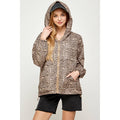Tan Leopard Reversible Windbreaker Hoodie
