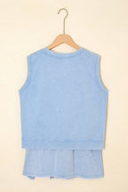 LAS Mineral-Wash Tank Top and Lined Split Skirt Set (S-XL)
