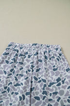 Grey Camo Print Polo Collar Tee & Shorts Set