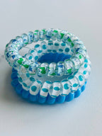 Coastal Blue & White Spiral Hair Ties