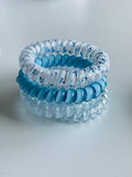 Coastal Blue & White Spiral Hair Ties