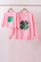 Pink clover glitter mom&me top