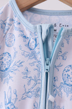 Blue bunny egg bamboo romper