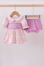 Purple birthday embroidery bloomer set