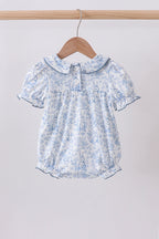 Navy bunny embroidery floral peter pan collar bubble