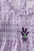 Lavender floral smocked ruffle bloomer set