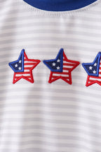Navy bow applique stripe bubble