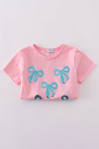 Pink bow sequin mom&me top