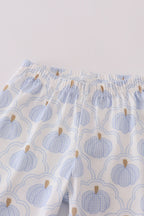 Blue pumpkin embroidery pants set