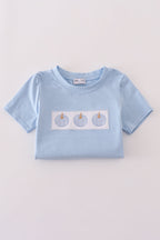 Blue pumpkin embroidery pants set