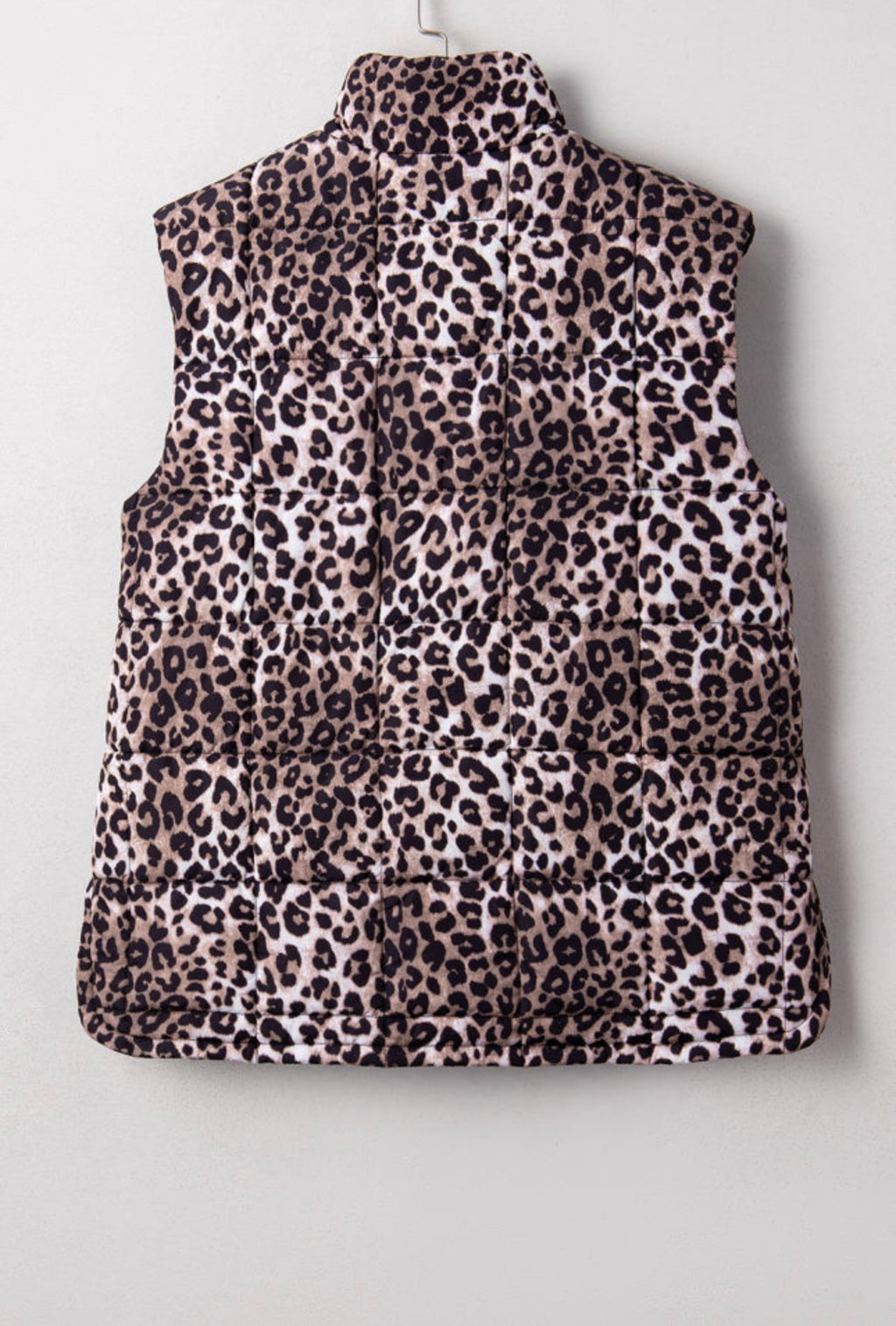 Brown Leopard Quilted Puff Vest