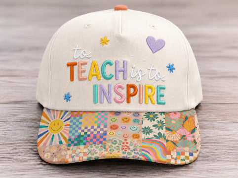 "To Teach is to Inspire" Patchwork Trucker Hat