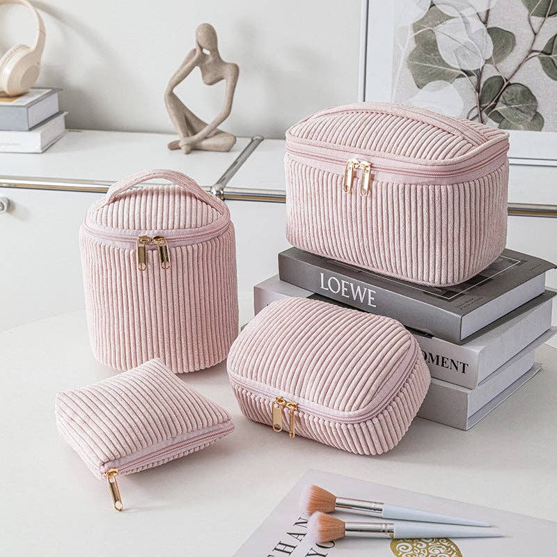 Corduroy cosmetic bag travel portable bag-4pcs set