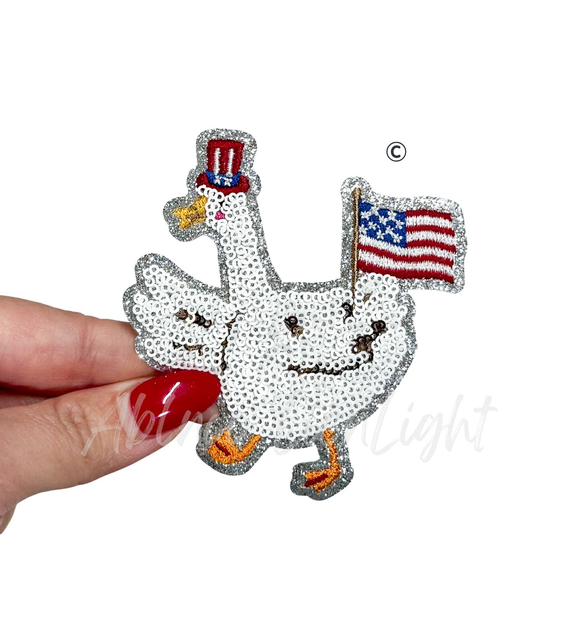 4th of July Goose Sequin Patch - Small
