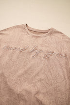 Saved by Grace Letter Embroidery Mineral Wash Sweatshirt