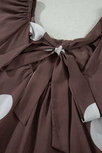 Dotty for You — Knot-Back Puff Sleeve Mini Dress