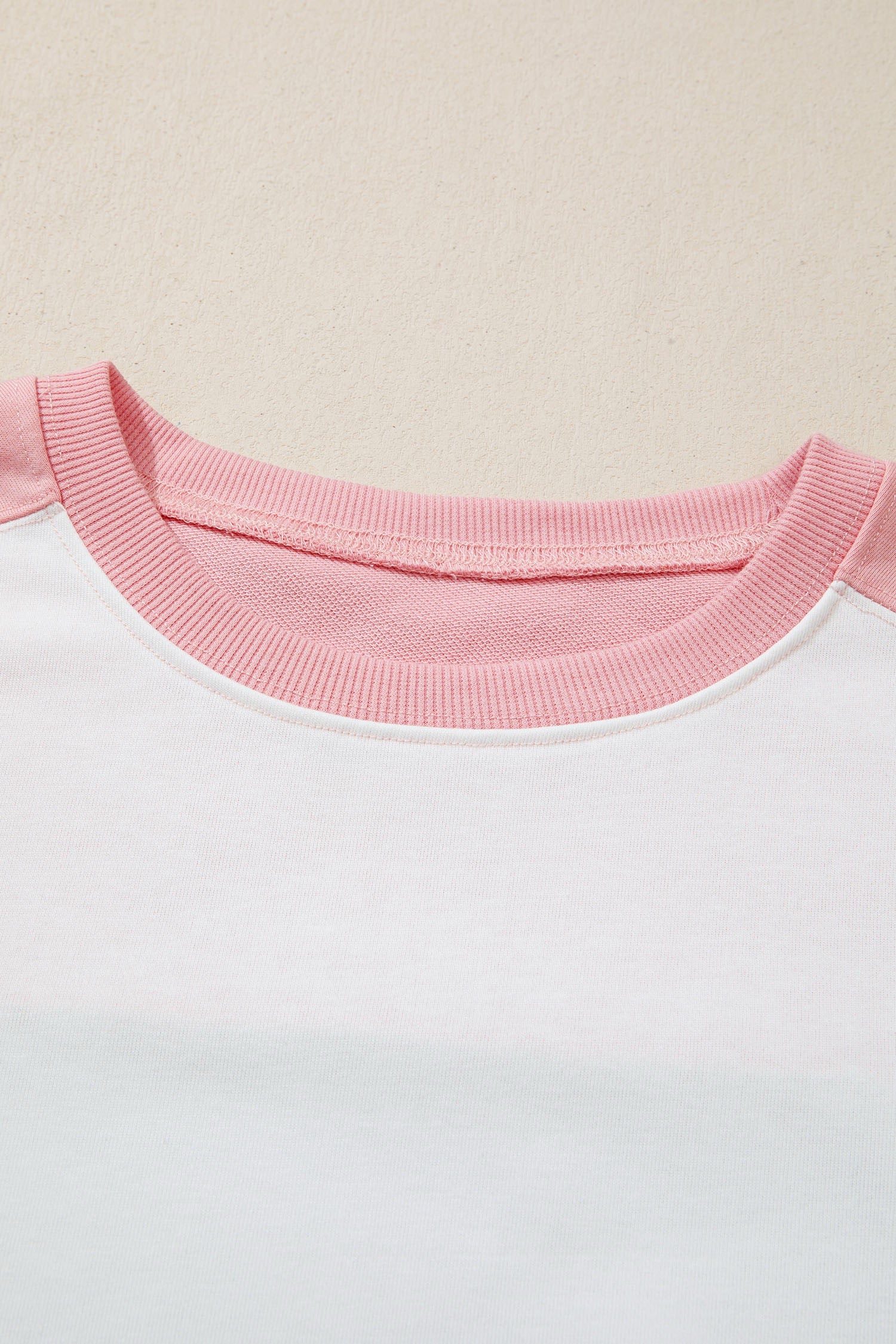 White Two-tone Color Block Patchwork Tee Drawstring Loose Pant Set