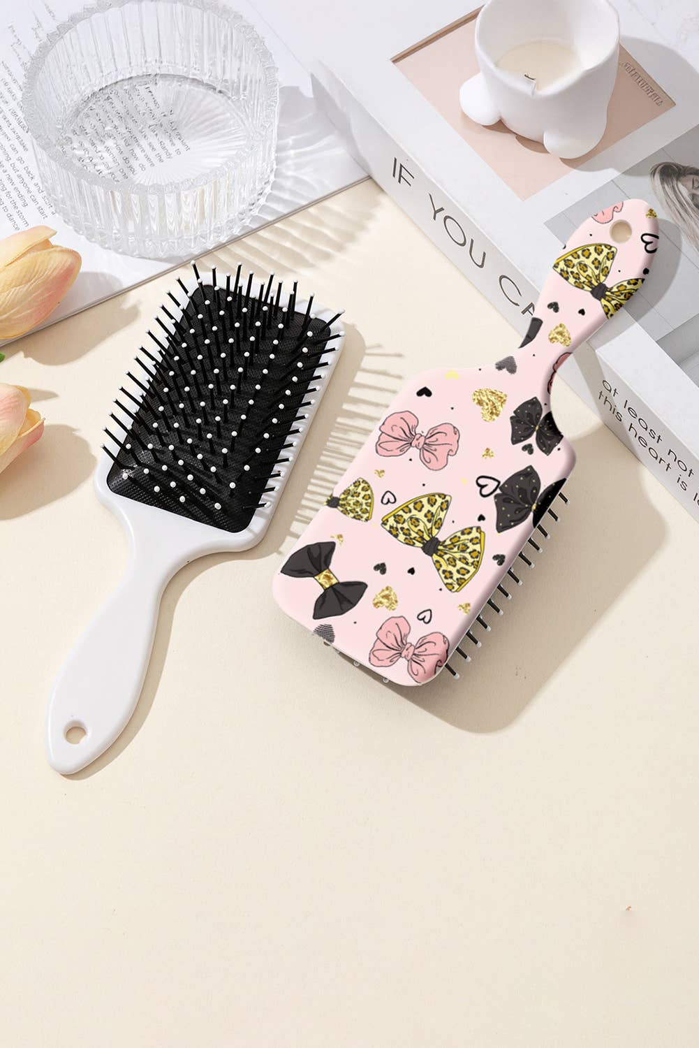 Leopard Diverse Bow Printed Large Detangle Comb Gifts