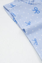 Sky Blue Polka Dot & Heart Print Two Piece Set