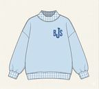 Camo/ Plaid Gingham Embroidered Mock Neck
