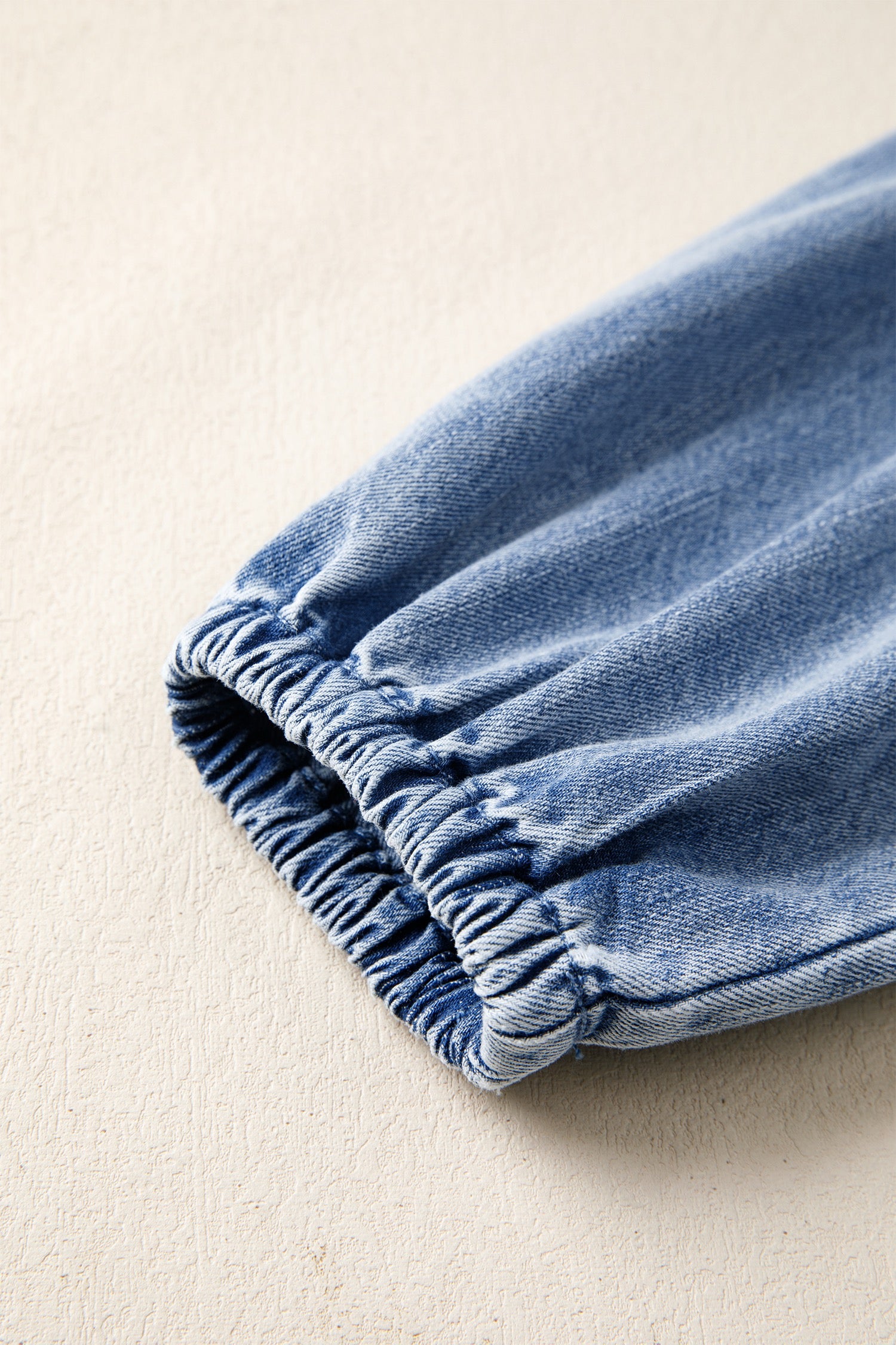Myosotis Puff Sleeve V-Neck Ruffled Loose Denim Mini Dress