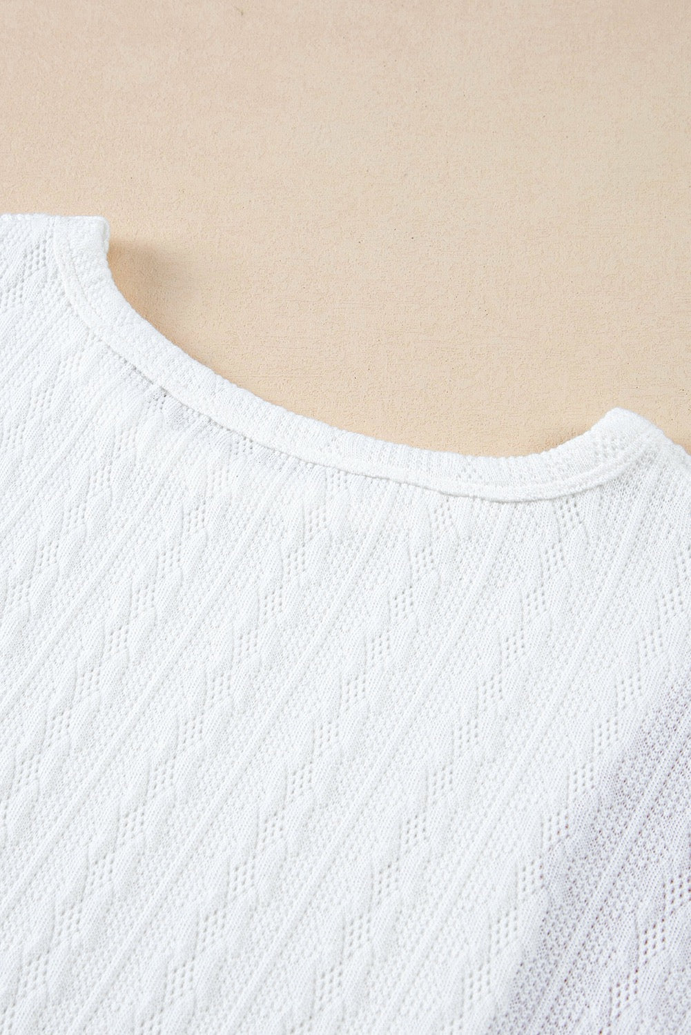 Light Blue Textured Color Block Loose Fit T-Shirt