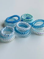 Coastal Blue & White Spiral Hair Ties
