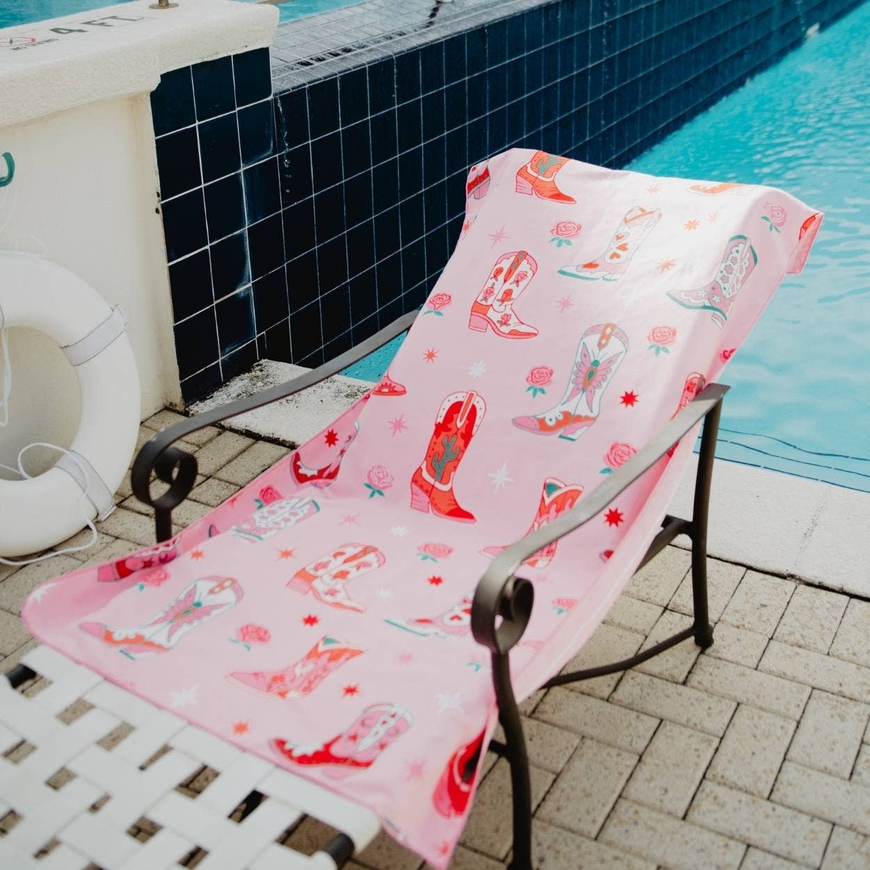 Boots and Flowers Travel Size Towel