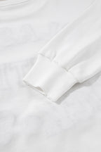 White CLASSY UNTIL KICKOFF Plush Letter Patched Loose Sweatshirt