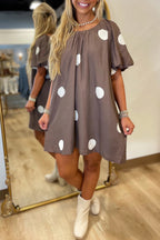 Dotty for You — Knot-Back Puff Sleeve Mini Dress
