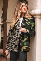 Brown Leopard Camo Patchwork Oversized Shacket