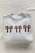 Light Grey Embroidered Football Bow Back Long Sleeve Sweatshirt