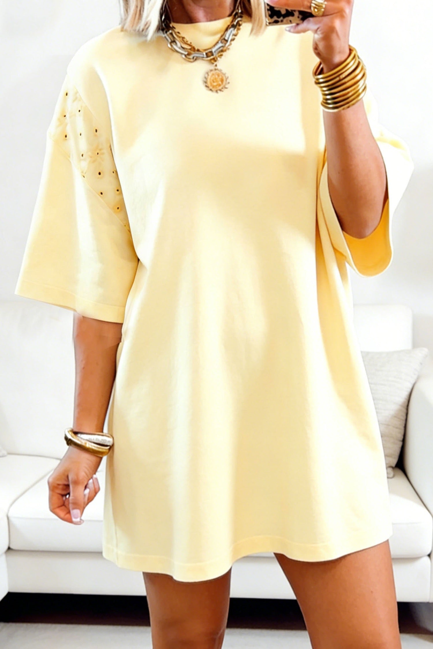 Lace Detail High Waist T-Shirt Dress