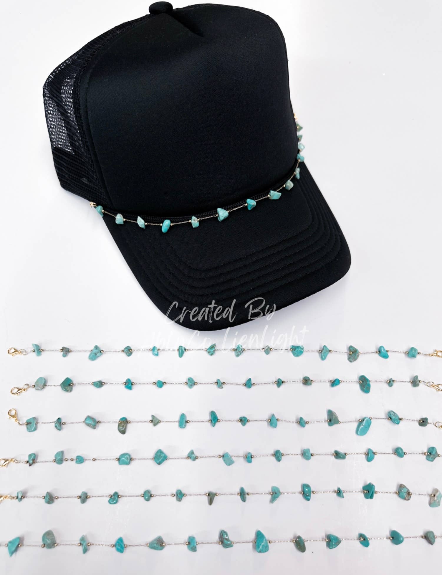 Turquoise Blue Stone Trucker hat chains, Chains for hats
