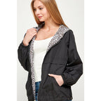Tan Leopard Reversible Windbreaker Hoodie