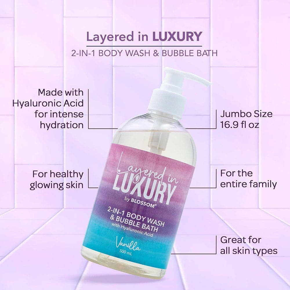 BLOSSOM Vanilla 2-in-1 Body Wash/Bubble Bath with Hyaluronic