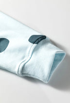 Sky Blue Polka Dot Print Drop Shoulder Pullover Drawstring Shorts Setk