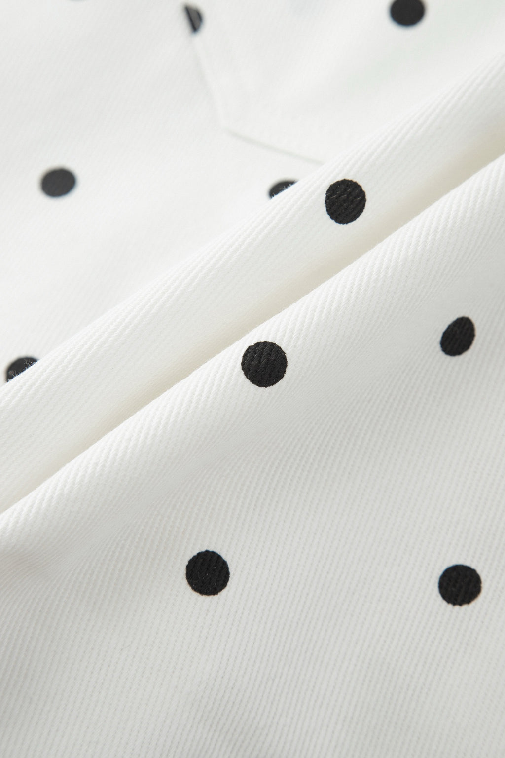 Hem Shorts White Polka Dot Print Embroidered Scallop