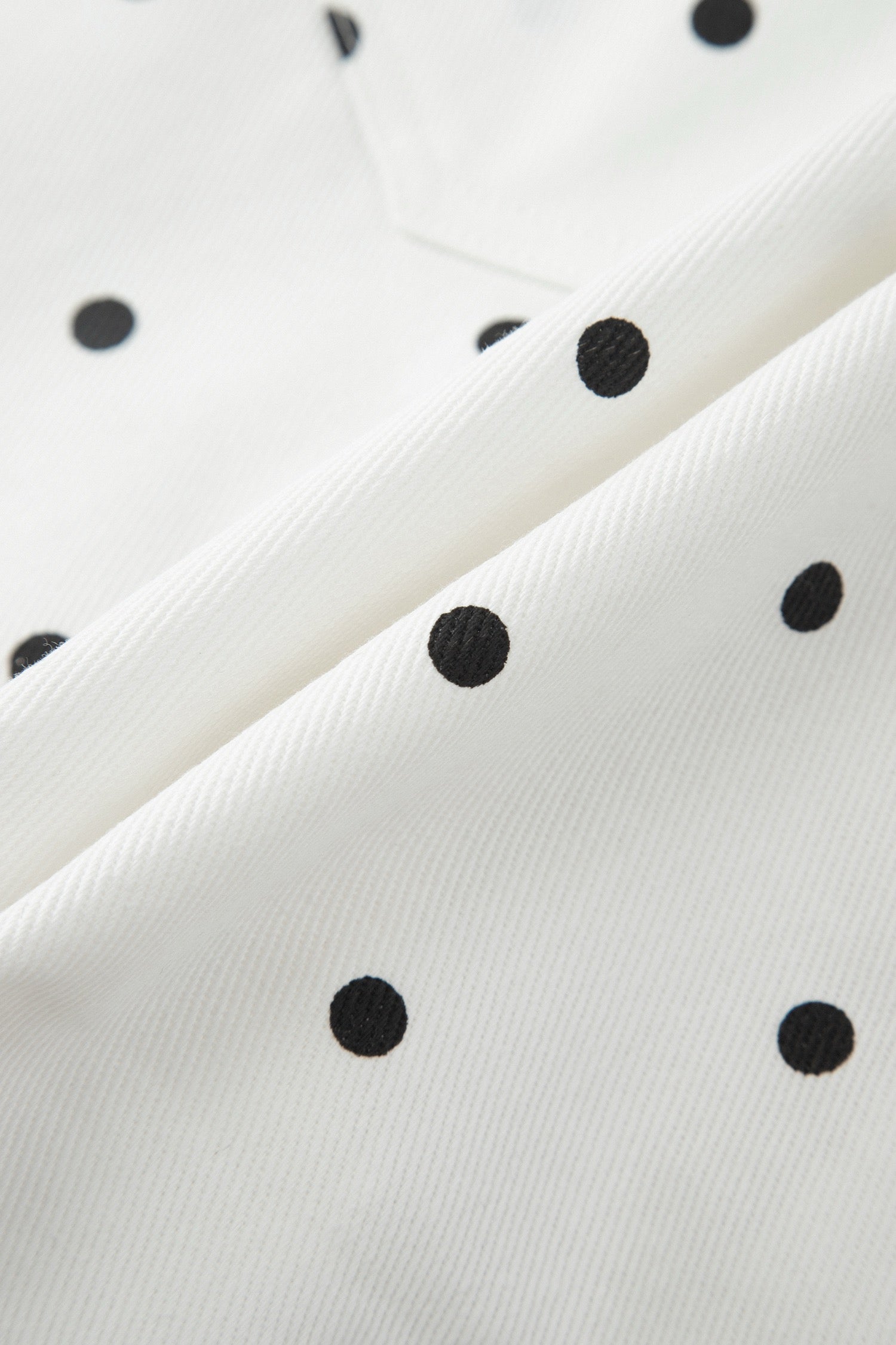 Hem Shorts White Polka Dot Print Embroidered Scallop