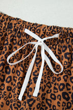 Relaxed Pant Set Brown Leopard Print Long Sleeve Top