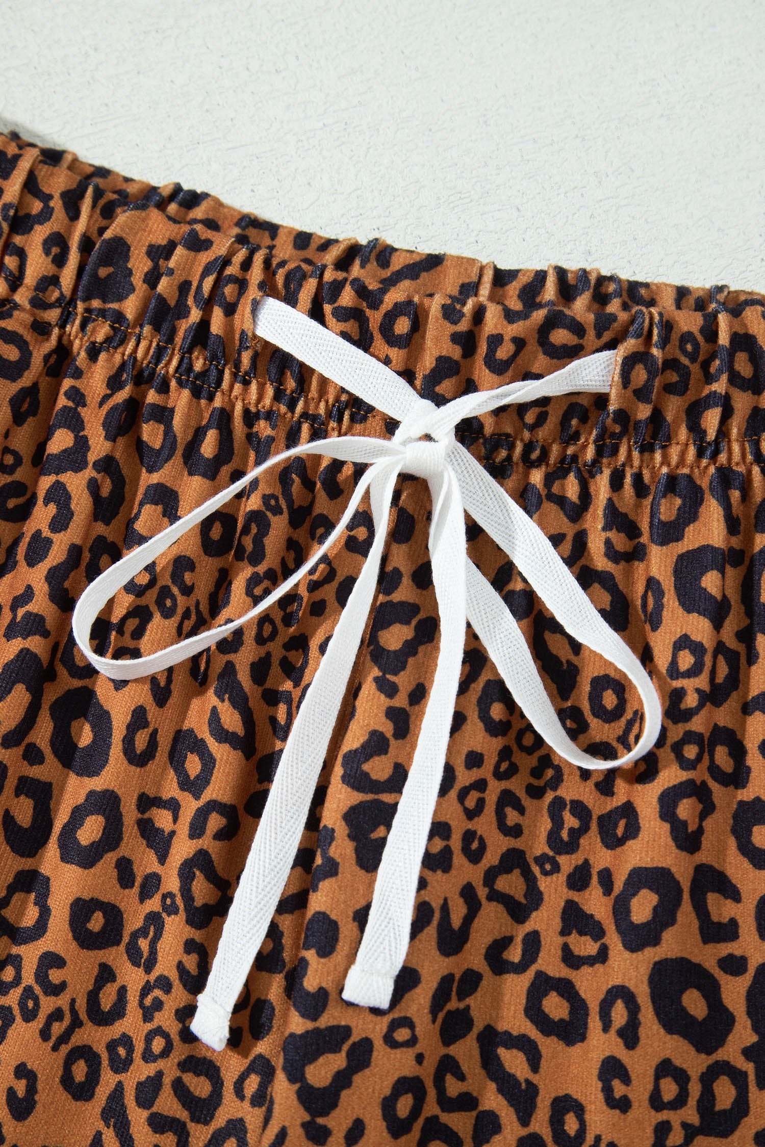 Relaxed Pant Set Brown Leopard Print Long Sleeve Top