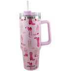 Light Pink Western Boots Tumbler Cup Gifts for Grads