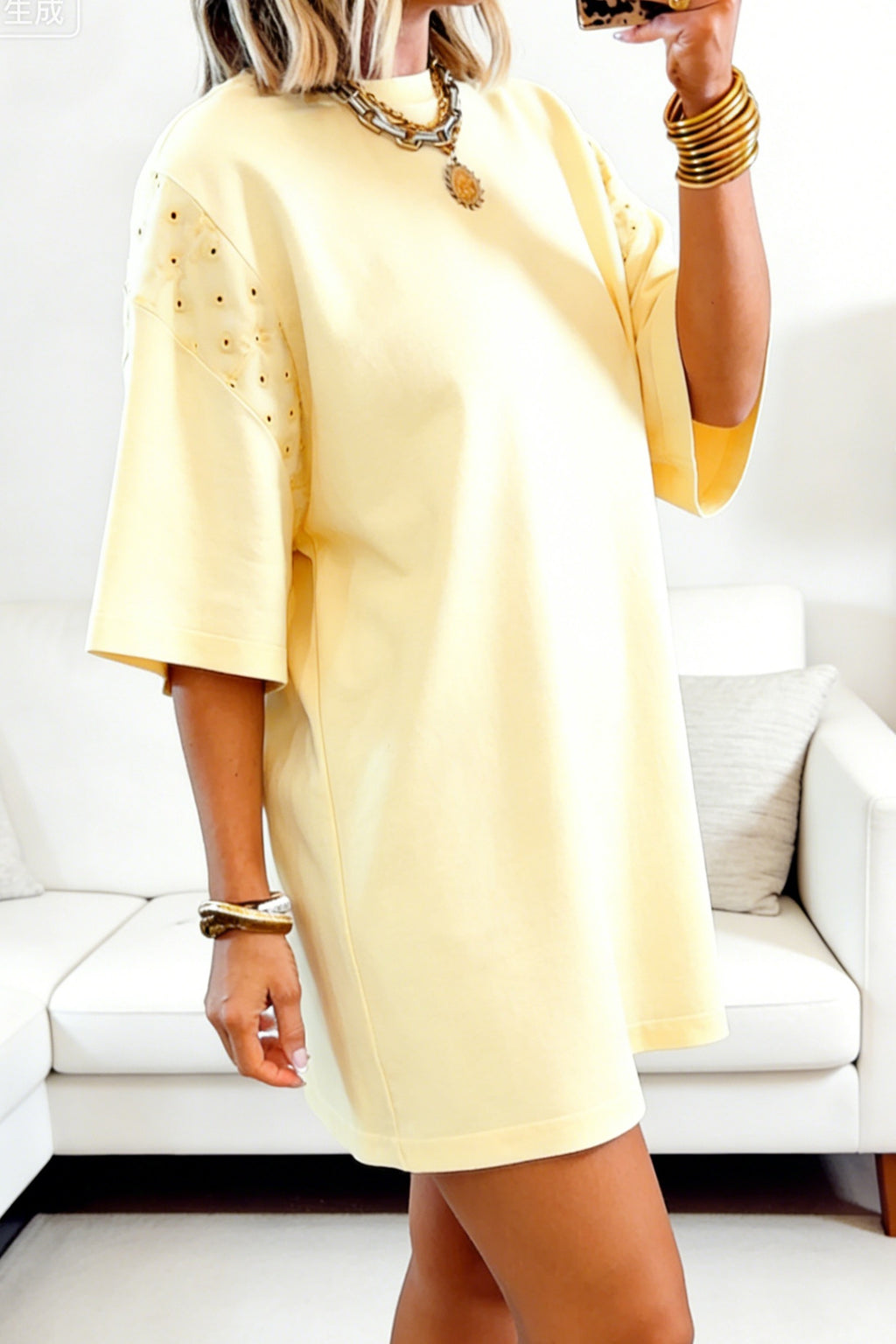 Lace Detail High Waist T-Shirt Dress