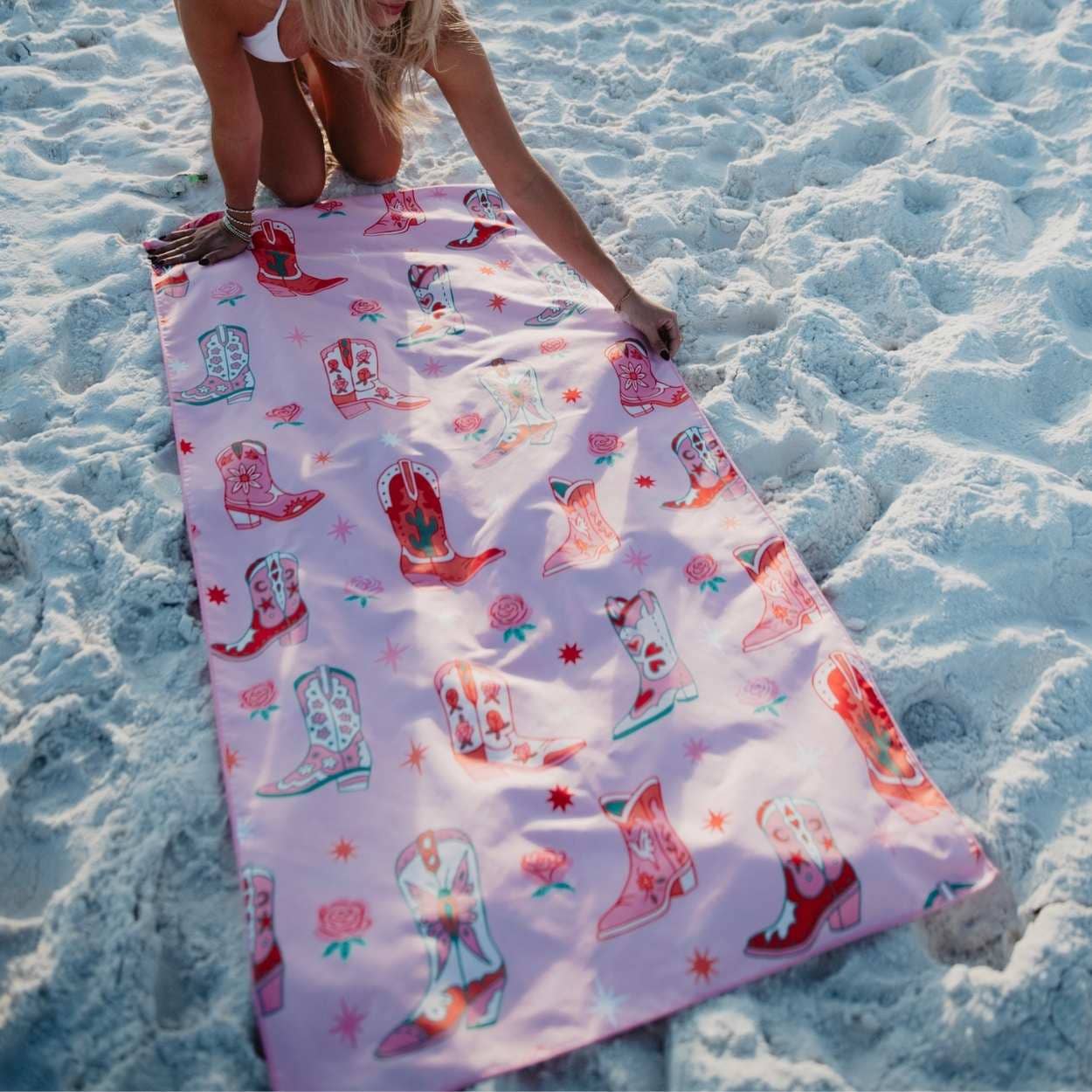 Boots and Flowers Travel Size Towel