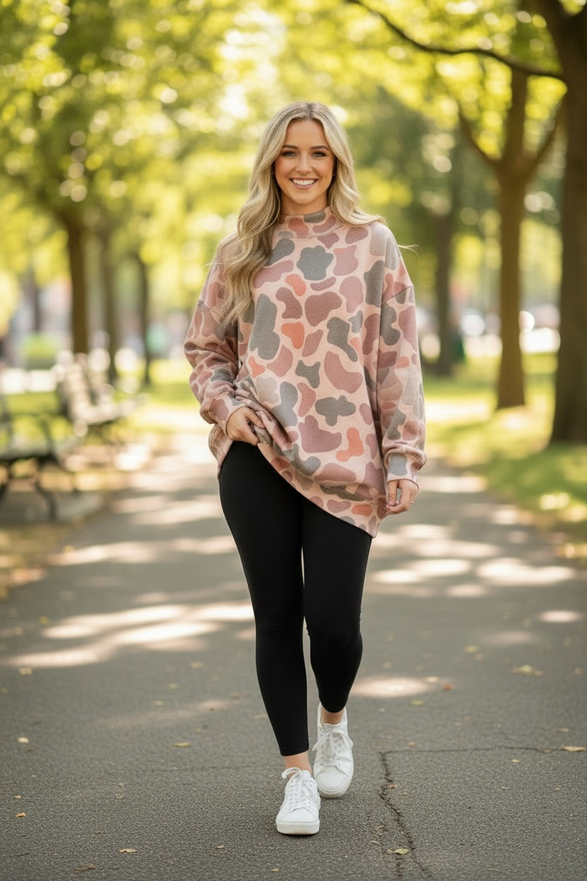 Camo Mock Neck Sweater