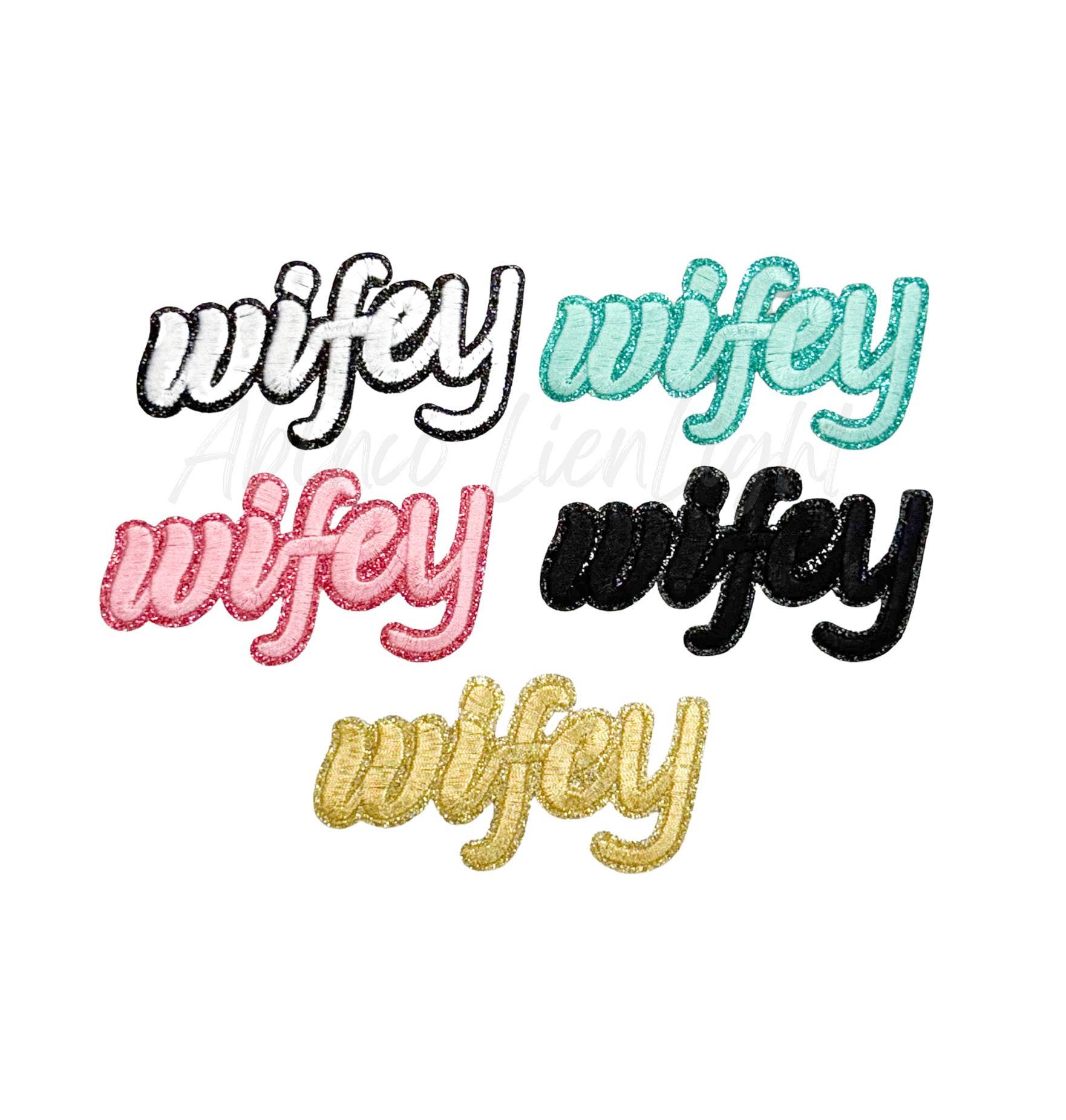 Black Wifey Glitter Patch