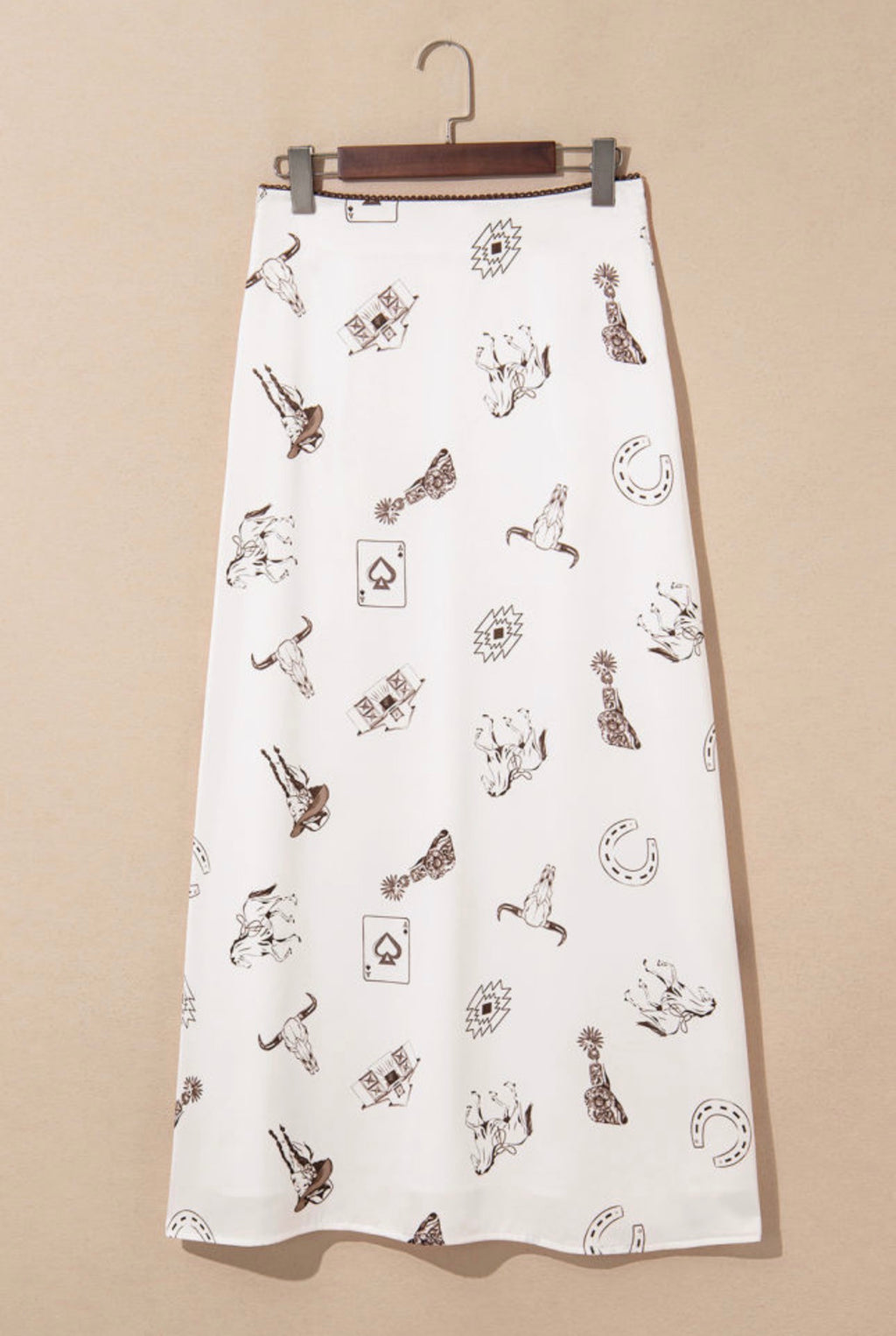 Plus Size Western Print Maxi Skirt | Lace Waist | Side Zip | 1X–4X